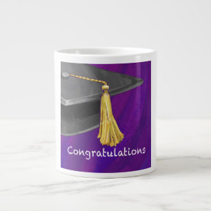 Gratulation Schwarz und Lila Jumbo-Tasse