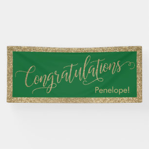 Gratulation Typografie Gold Glitzer und Green Banner