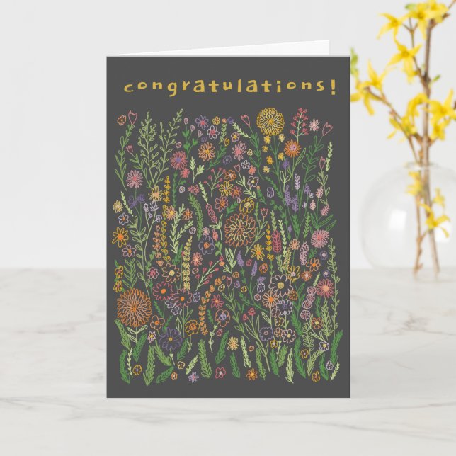 GRATULATIONEN Blume Felder Wiese Floral Karte (Gelbe Blume)