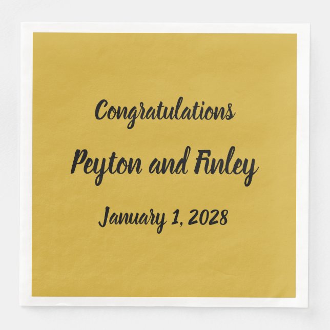 Gratulationen Brushstroke Script Gold Serviette (Vorderseite)