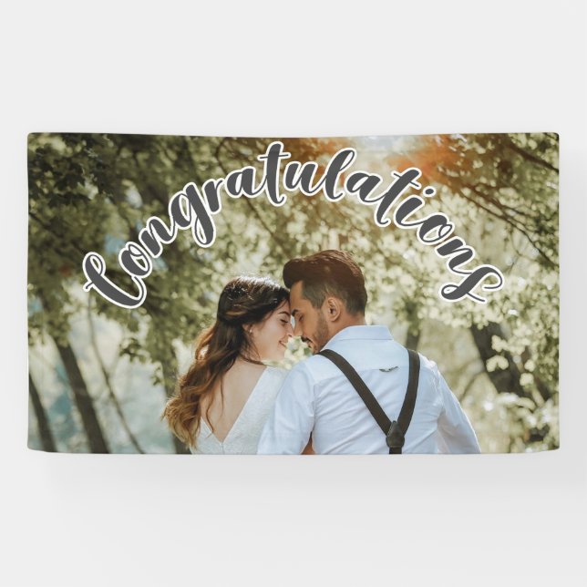 GRATULATIONEN Graues Party-Banner Banner (Horizontal)