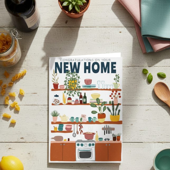 GRATULATIONEN NEUE ZUHAUSE MOVING Niedlich Kitchen Karte (CONGRATULATIONS NEW HOME MOVING Cute Kitchen Card
)