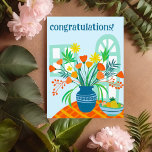 GRATULATIONEN Niedliche Blumenstrauß Spaß Custom Postkarte<br><div class="desc">Senden Sie einen fröhlichen Glückwunsch mit dieser handgemachten Abbildung einer farbenfrohen Vase von Blume. Passen Sie diese Karte mit Ihrem eigenen Text auf der Vorder- und Rückseite an! Klicken Sie auf "Personalisieren" oben, um den Text zu bearbeiten. Klicken Sie anschließend auf "Bearbeiten mit dem Designwerkzeug", um zusätzlichen Text hinzuzufügen oder...</div>