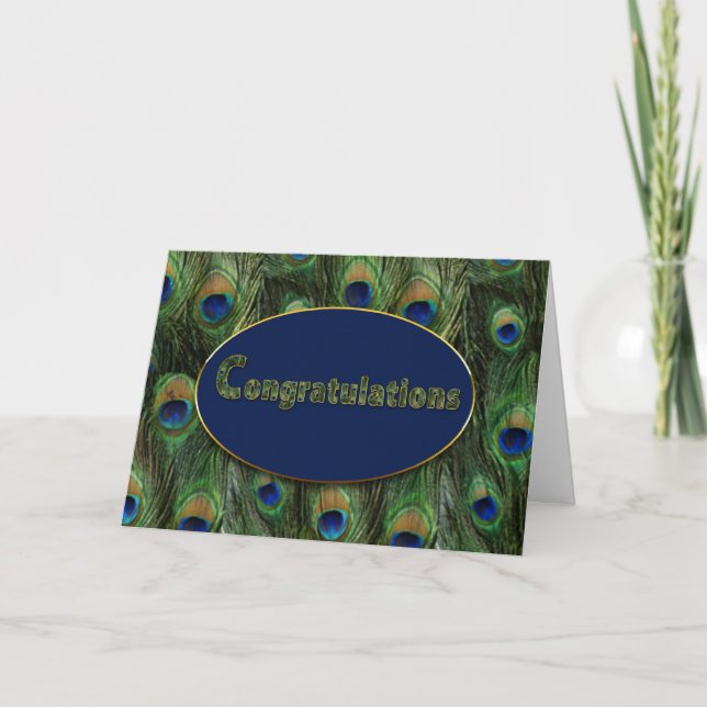 GRATULATIONEN - PEACOCK FEATHERS KARTE (Vorderseite)