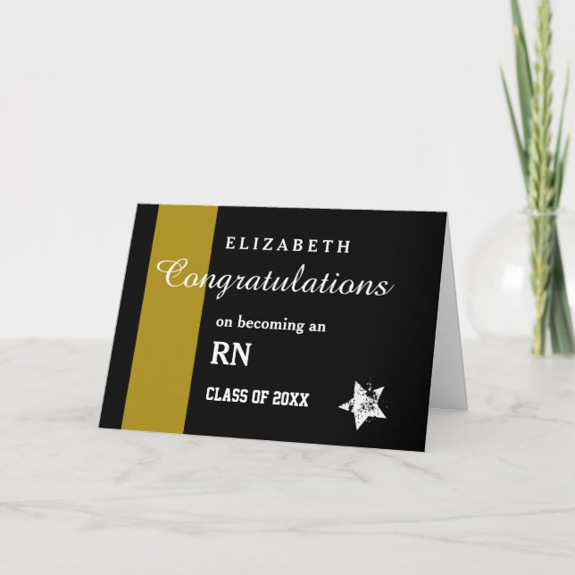 GRATULATIONEN RN Degree Gold Streifen A0AH Karte (Vorderseite)