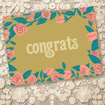 GRATULATIONEN Rosa Rosen Rahmen Blumen Custom Postkarte<br><div class="desc">Handmade Rose Rahmen Gratulationen Karte für Sie! Passen Sie mit Ihrem eigenen Text an oder ändern Sie die Farben. Ideal für Hochzeit,  Verlobung,  neue Arbeit,  neues Haus oder andere Meilensteine. Karo meinen Shop für viel mehr Farben und Designs oder lass mir wissen,  wenn Sie etwas Sonderanfertigungen wollen!</div>