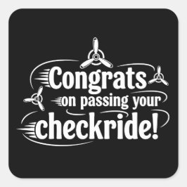 Gratuliere zum bestandenen Checkride! Quadratischer Aufkleber