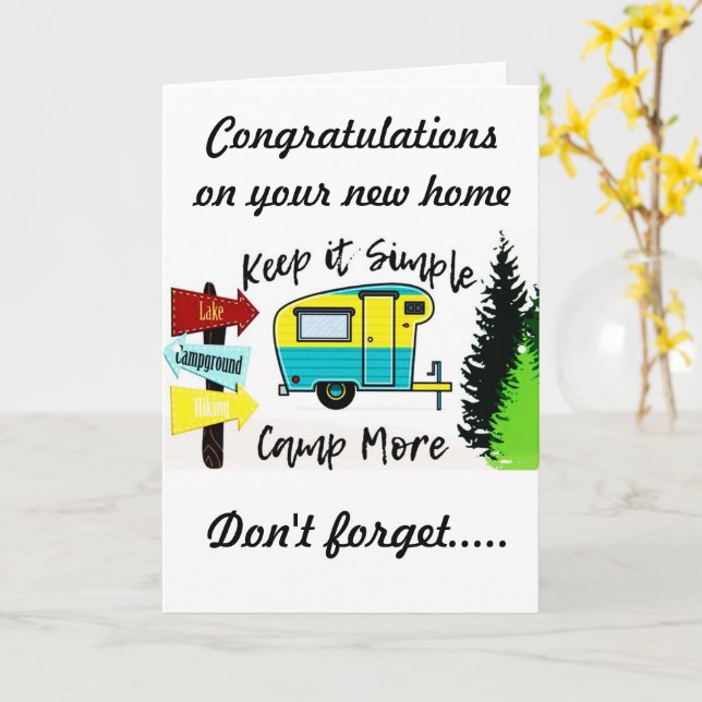 **GRATULIERUNGEN ZU IHREM NEUEN CAMPER** KARTE (Gelbe Blume)