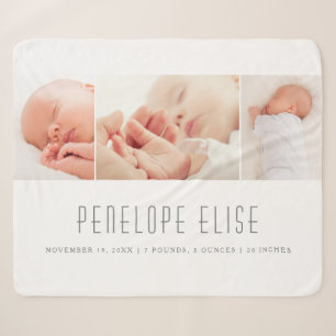 Grau 3 Foto Collage Baby Birth  Sherpadecke