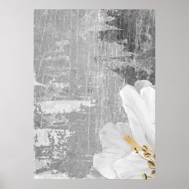 Grau Abstrakte botanische Malerei Wand an Wand Pos Poster (Vorne)