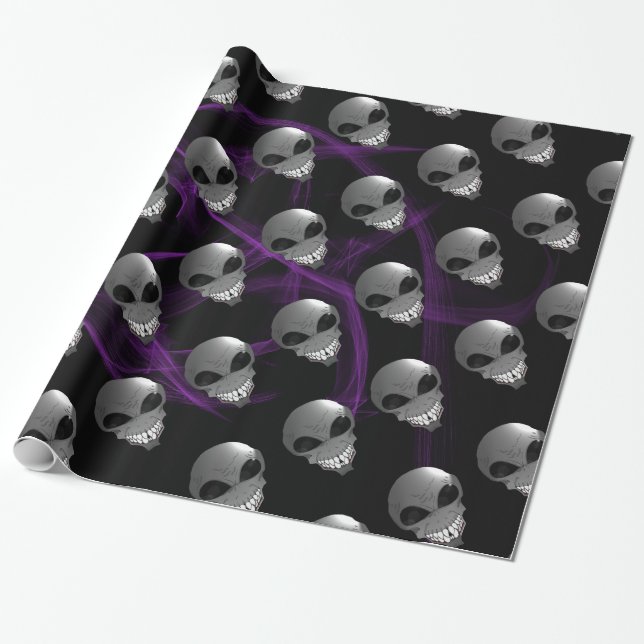 Grau Alien Wrapping Paper Geschenkpapier (Ungerollt)