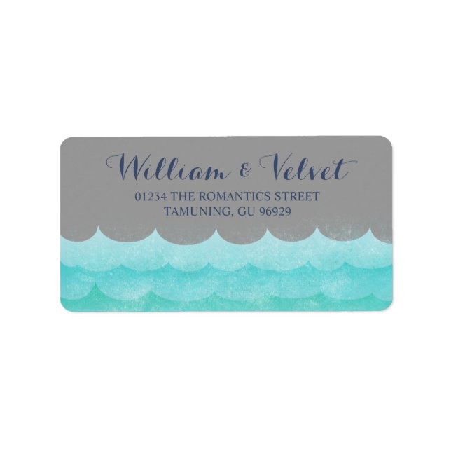 Grau an Sea Nautical Wedding Labels Adressaufkleber (Vorne)