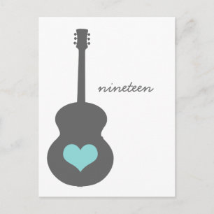 Grau/Aqua Guitar Herztisch Postkarte