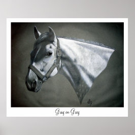 Grau auf Gray Equine Art Printing Poster
