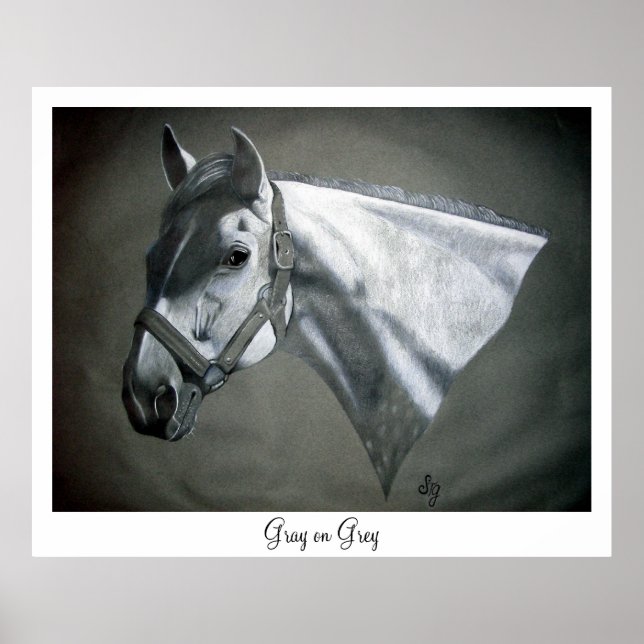 Grau auf Gray Equine Art Printing Poster (Vorne)