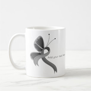 Grau Awareness Ribbon Butterfly Kaffee Tasse