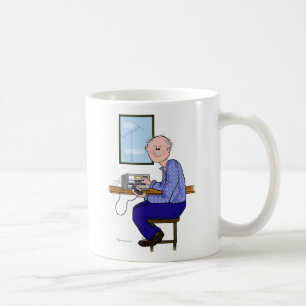 Grau, Balding mit Schnurrbart-Schinken-Betreiber Kaffeetasse