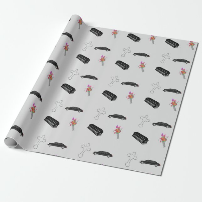 Grau-Beerdigungsmuster Geschenkpapier (Ungerollt)