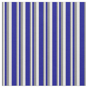 Grau, Beige & Dark Blue Lines Stoff