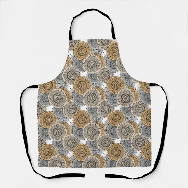 Grau-beige Muster arabischer Mandala orientalische Schürze (Vorderseite)