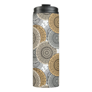 Grau-beige Muster arabischer Mandala orientalische Thermosbecher