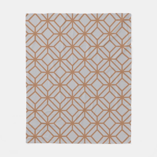 Grau Beige Square Retro Geometric Modern Pattern Fleecedecke (Vorderseite)