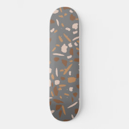 Grau Beige Tan Brown Terrazzo Marmormuster Skateboard