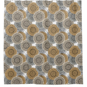Grau-beiger arabischer Mandala-Muster im orientali Duschvorhang