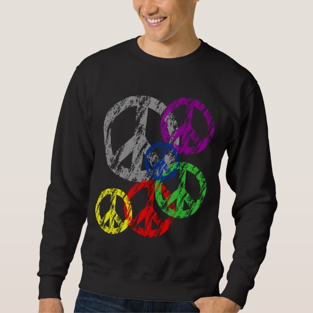 Grau beunruhigtes Friedenssymbol mit der Sweatshirt (Vorderseite)