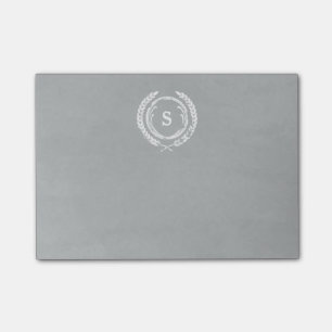 Grau beunruhigtes Lorbeer-Monogramm Post-it Klebezettel
