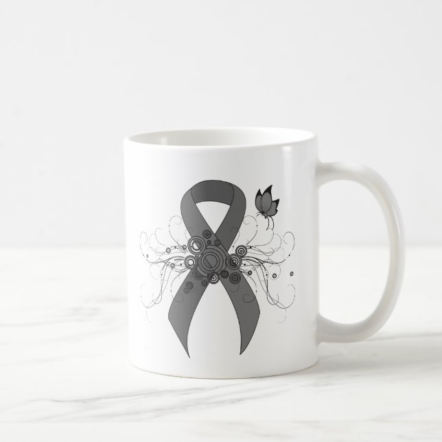 Grau-Bewusstseinsband mit Schmetterling Kaffeetasse (Rechts)