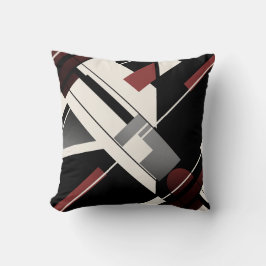 Grau Black Burgundy Beige Diagonal Abstrakte Kunst Kissen