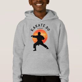 Grau Black Karate Silhouette Japanisch Aufstieg Su Hoodie