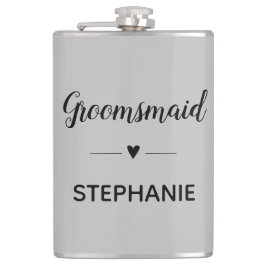 Grau Black Wedding Groomsmaid Personalisiert Flachmann