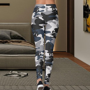 Grau Blau Hellrot Katzenpfote-Tarnmuster Leggings