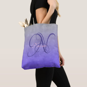 Grau Blau stilvoll rustikales Monogramm Tasche