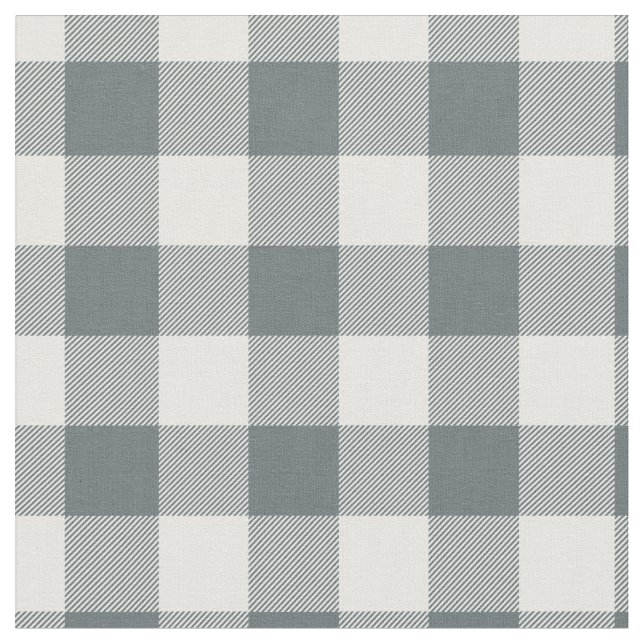 Grau Blau & Weiß Kariert Gingham Stoff (Nahaufnahme)
