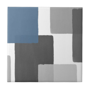 Grau Blau Weiße Geometrie Moderne Minimalistisch Fliese