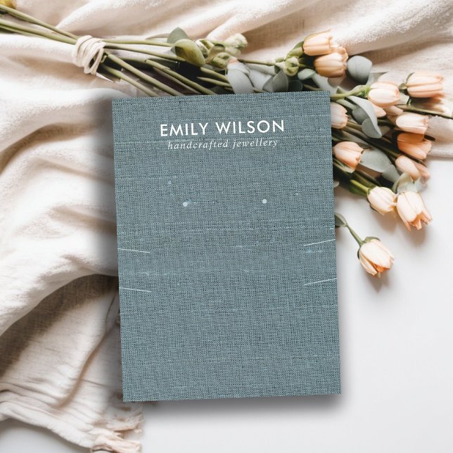 GRAU BLAUE BURLAP LANGE NACKKLACE EARRING DISPLAY VISITENKARTE (Von Creator hochgeladen)