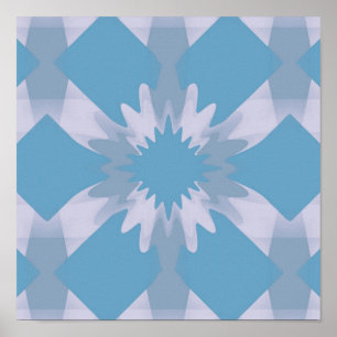 Grau-blaue moderne Blumenmuster aus der Mitte des Poster