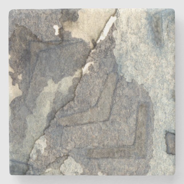 grau-blauer Hintergrund Wasserfarbe 2 Steinuntersetzer (Vorderseite)