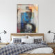Grau & Blue Geometric Industrial Grunge Art 6 Leinwanddruck (Insitu(Bedroom))