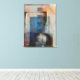 Grau & Blue Geometric Industrial Grunge Art 6 Leinwanddruck (Insitu(Wood Floor))