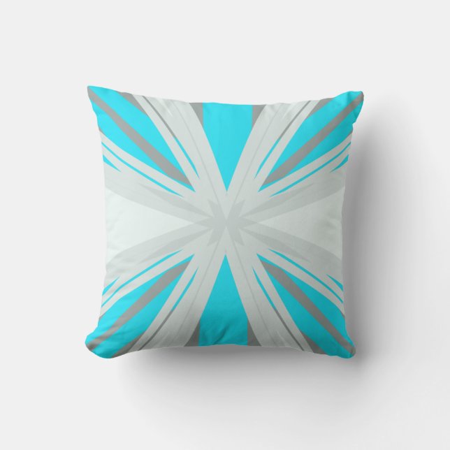 Grau Blue White Winter Xmas Snowflake Star Throw Kissen (Vorderseite)