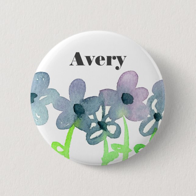Grau-Blume-Individuelle Name-Tag Button (Vorderseite)