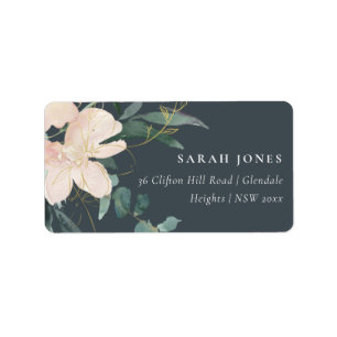 GRAU BLUSH GOLD FLORAL BUNCH WATERCOLOR ADRESSE ADRESSAUFKLEBER