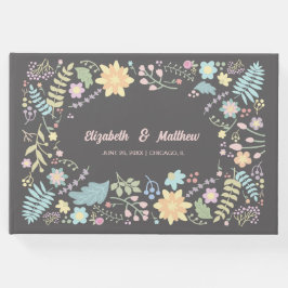 Grau Blush Pink Aqua Moderne Blumenhochzeit Gästebuch