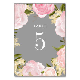 Grau | Blush Pink Peonies Watercolor Wedding Tischnummer