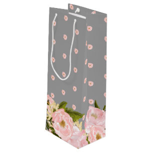 Grau Blush Pink Peonies Wedding Geschenktüte Für Weinflaschen
