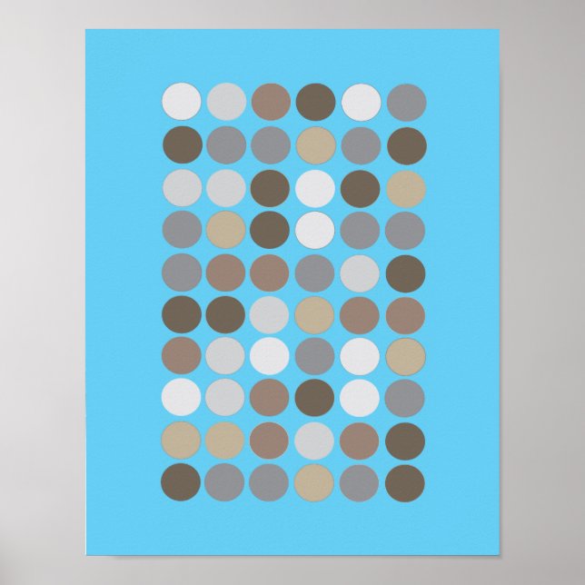 Grau & Braun Circles Blau Modernes Muster Abstrakt Poster (Vorne)